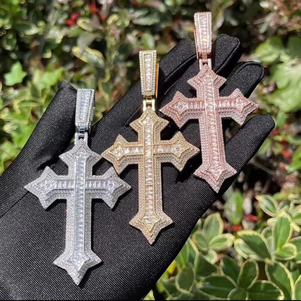 Iced Out Tennis Cross Pendant 20inch